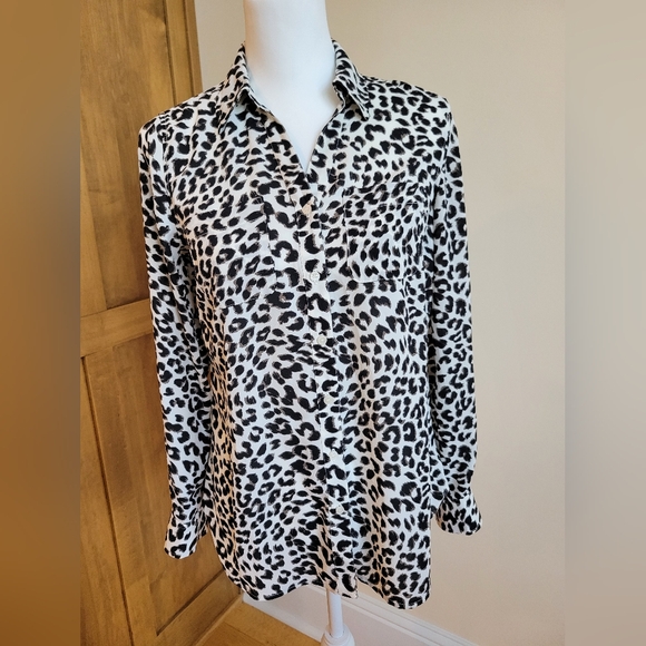 Talbots button up animal print blouse - Picture 2 of 4